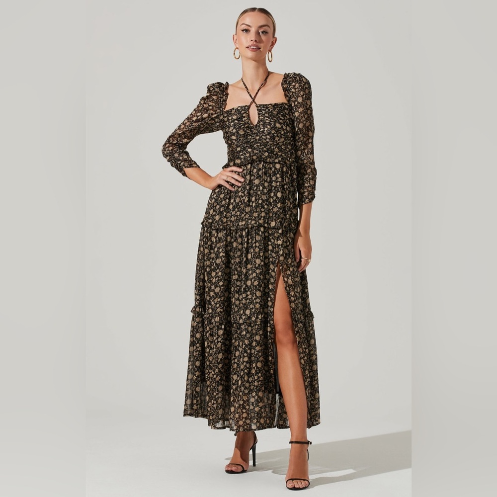 Astr Black Floral Maxi Dress
